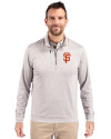 San Francisco Giants Cutter & Buck Stealth Heathered Mens Big and Tall  Quarter Zip Pullover Polished Medium Gray Front Thumbnail Image