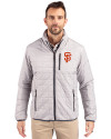 San Francisco Giants Cutter & Buck Rainier PrimaLoft®  Mens Big and Tall Eco Insulated Puffer Jacket Polished Medium Gray Front Thumbnail Image