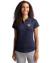 Toronto Blue Jays Cutter & Buck Forge Stretch Womens Short Sleeve Polo Liberty Navy Front Thumbnail Image