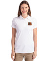 Cincinnati Bengals Cutter & Buck Advantage Eco Tri-Blend Pique Womens Polo White Front Thumbnail Image