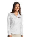 Denver Broncos Cutter & Buck Epic Easy Care Fine Twill Womens Long Sleeve Dress Shirt White Front Thumbnail Image