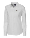 Denver Broncos Cutter & Buck Stretch Oxford Womens Long Sleeve Dress Shirt White Mannequin Thumbnail Image