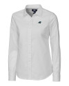 Carolina Panthers Cutter & Buck Stretch Oxford Womens Long Sleeve Dress Shirt White Mannequin Thumbnail Image