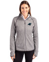 Carolina Panthers Cutter & Buck Mainsail Full Zip Hooded Womens Jacket Polished Heather Front Thumbnail Image