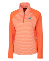 View image 3: Miami Dolphins Cutter & Buck Forge Tonal Stripe Stretch Half Zip Womens Top College Orange Mannequin