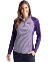 Baltimore Ravens Cutter & Buck Forge Tonal Stripe Stretch Half Zip Womens Top College Purple Front Thumbnail Image