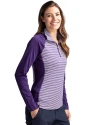 Baltimore Ravens Cutter & Buck Forge Tonal Stripe Stretch Half Zip Womens Top College Purple Side Thumbnail Image