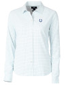 Indianapolis Colts Cutter & Buck Versatech Tattersall Stretch Womens Long Sleeve Dress Shirt French Blue Mannequin Thumbnail Image