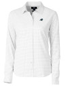 Carolina Panthers Cutter & Buck Versatech Tattersall Stretch Womens Long Sleeve Dress Shirt Charcoal Mannequin Thumbnail Image