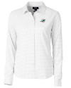 Miami Dolphins Cutter & Buck Versatech Tattersall Stretch Womens Long Sleeve Dress Shirt Charcoal Mannequin Thumbnail Image