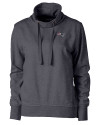 New England Patriots Cutter & Buck Saturday Cotton Blend Womens Funnel Neck Sweatshirt Charcoal Heather Mannequin Thumbnail Image