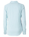 Carolina Panthers Cutter & Buck Versatech Pinstripe Stretch Womens Long Sleeve Dress Shirt Atlas Light Blue Mannequin Back Thumbnail Image