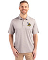 Minnesota Vikings Cutter & Buck Forge Pencil Stripe Stretch Mens Polo Polished Medium Gray Front Thumbnail Image