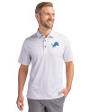 Detroit Lions Cutter & Buck Pike Double Dot Print Stretch Mens Polo Charcoal Front Thumbnail Image