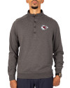View image 1: Kansas City Chiefs Cutter & Buck Saturday Cotton Blend Mens Mock Pullover Sweatshirt Charcoal Heather Front