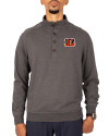 Cincinnati Bengals Cutter & Buck Saturday Cotton Blend Mens Mock Pullover Sweatshirt Charcoal Heather Front Thumbnail Image