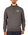 Green Bay Packers Cutter & Buck Saturday Cotton Blend Mens Mock Pullover Sweatshirt Charcoal Heather Front Thumbnail Image