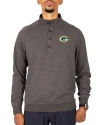 Green Bay Packers Cutter & Buck Saturday Cotton Blend Mens Mock Pullover Sweatshirt Charcoal Heather Front Thumbnail Image