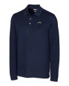 Los Angeles Chargers Cutter & Buck Advantage Eco Tri-Blend Pique Mens Long Sleeve Polo Liberty Navy Mannequin Thumbnail Image