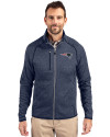 New England Patriots Cutter & Buck Mainsail Sweater-Knit Mens Full Zip Jacket Liberty Navy Heather Front Thumbnail Image