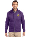 Minnesota Vikings Cutter & Buck Mainsail Sweater-Knit Mens Full Zip Jacket College Purple Heather Front Thumbnail Image