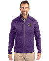 View image 4: Minnesota Vikings Cutter & Buck Mainsail Sweater-Knit Mens Full Zip Jacket College Purple Heather Front
