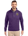 Minnesota Vikings Cutter & Buck Mainsail Sweater-Knit Mens Half Zip Pullover Jacket College Purple Heather Front Thumbnail Image