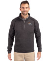 Denver Broncos Cutter & Buck Mainsail Sweater-Knit Mens Half Zip Pullover Jacket Charcoal Heather Front Thumbnail Image