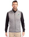 View image 7: Miami Dolphins Cutter & Buck Mainsail Sweater-Knit Mens Full Zip Vest Polished Heather Front