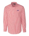 Buffalo Bills Cutter & Buck Easy Care Stretch Gingham Mens Long Sleeve Dress Shirt Cardinal Red Mannequin Thumbnail Image