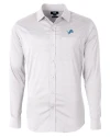 Detroit Lions Cutter & Buck Versatech Geo Dobby Stretch Mens Long Sleeve Dress Shirt White/Black Mannequin Thumbnail Image