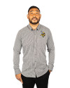 Minnesota Vikings Cutter & Buck Versatech Multi Check Stretch Mens Long Sleeve Dress Shirt Black Front Thumbnail Image