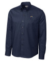 Los Angeles Chargers Cutter & Buck Epic Easy Care Nailshead Mens Long Sleeve Dress Shirt Navy Blue Mannequin Thumbnail Image