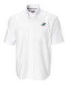 Miami Dolphins Cutter & Buck Epic Easy Care Nailshead Mens Short Sleeve Dress Shirt White Mannequin Thumbnail Image