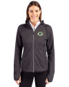 Green Bay Packers Cutter & Buck Mainsail Full Zip Hooded Womens Jacket Charcoal Heather Front Thumbnail Image