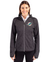 Miami Dolphins Cutter & Buck Mainsail Full Zip Hooded Womens Jacket Charcoal Heather Front Thumbnail Image