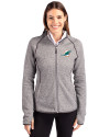 Miami Dolphins Cutter & Buck Mainsail Full Zip Hooded Womens Jacket Polished Heather Front Thumbnail Image