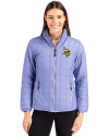 Minnesota Vikings Cutter & Buck Rainier PrimaLoft®  Womens Eco Insulated Full Zip Puffer Jacket Hyacinth Melange Front Thumbnail Image