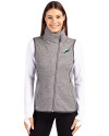 Miami Dolphins Cutter & Buck Mainsail Sweater Knit Womens Asymmetrical Vest Polished Heather Front Thumbnail Image