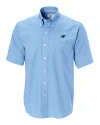 Carolina Panthers Cutter & Buck Epic Easy Care Nailshead Mens Big and Tall Short Sleeve Dress Shirt Atlas Light Blue Mannequin Thumbnail Image