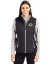 Green Bay Packers Cutter & Buck Rainier PrimaLoft® Womens Eco Insulated Full Zip Puffer Vest Black Front Thumbnail Image