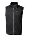 Los Angeles Chargers Cutter & Buck Mainsail Sweater-Knit Mens Big and Tall Full Zip Vest Charcoal Heather Mannequin Thumbnail Image