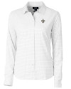 New Orleans Saints Cutter & Buck Versatech Tattersall Stretch Womens Long Sleeve Dress Shirt Charcoal Mannequin Thumbnail Image