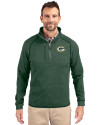 Green Bay Packers Cutter & Buck Mainsail Sweater-Knit Mens Big and Tall Half Zip Pullover Jacket Hunter Heather Front Thumbnail Image