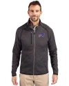 Buffalo Bills Cutter & Buck Mainsail Sweater-Knit Mens Big and Tall Full Zip Jacket Charcoal Heather Front Thumbnail Image