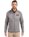 San Francisco 49ers Cutter & Buck Mainsail Sweater-Knit Mens Big and Tall Full Zip Jacket Polished Heather Front Thumbnail Image