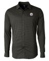 Pittsburgh Steelers Cutter & Buck Versatech Geo Dobby Stretch Mens Big and Tall Long Sleeve Dress Shirt Black Mannequin Thumbnail Image