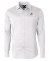 View image 3: Detroit Lions Cutter & Buck Versatech Geo Dobby Stretch Mens Big and Tall Long Sleeve Dress Shirt White/Black Mannequin