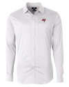 Tampa Bay Buccaneers Cutter & Buck Versatech Geo Dobby Stretch Mens Big and Tall Long Sleeve Dress Shirt White/Black Mannequin Thumbnail Image