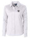 Las Vegas Raiders Cutter & Buck Versatech Geo Dobby Stretch Womens Long Sleeve Dress Shirt White/Black Mannequin Thumbnail Image